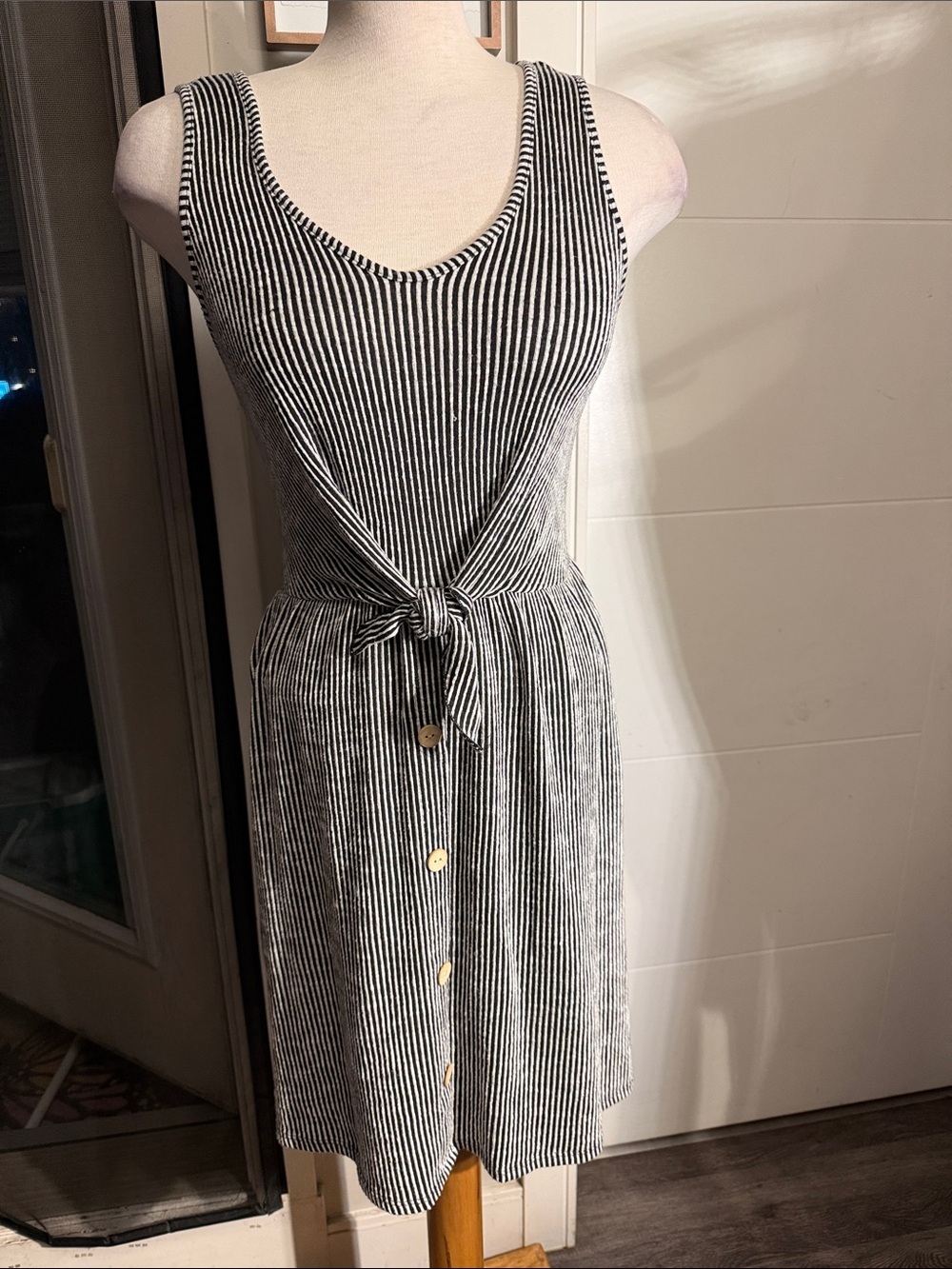 Caution To The Wind SleevelessTie-Waist Dress
